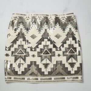 Express Designer Sequin Aztec Printed Party Skirt NWT